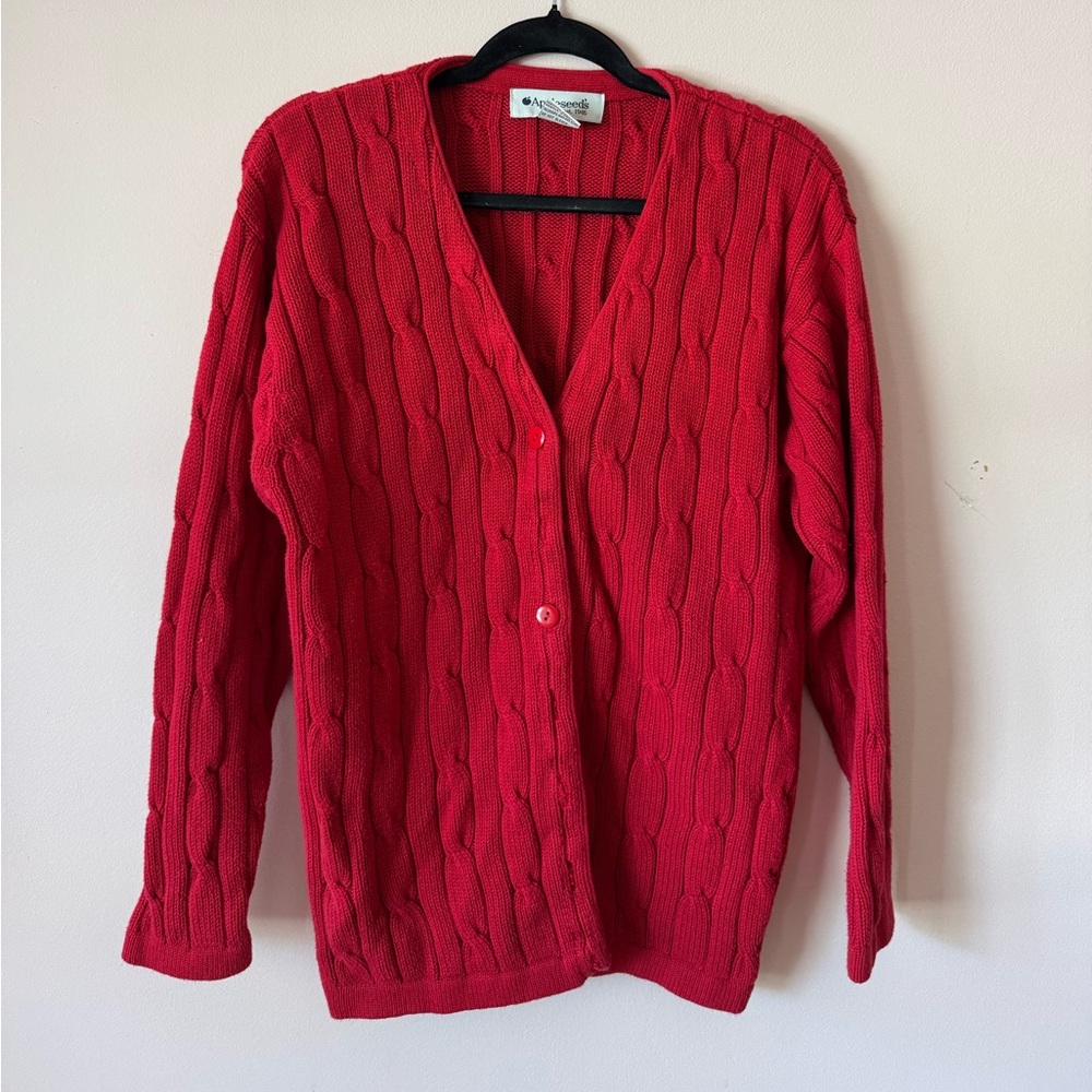 Appleseed's Red Cable-Knit Cardigan